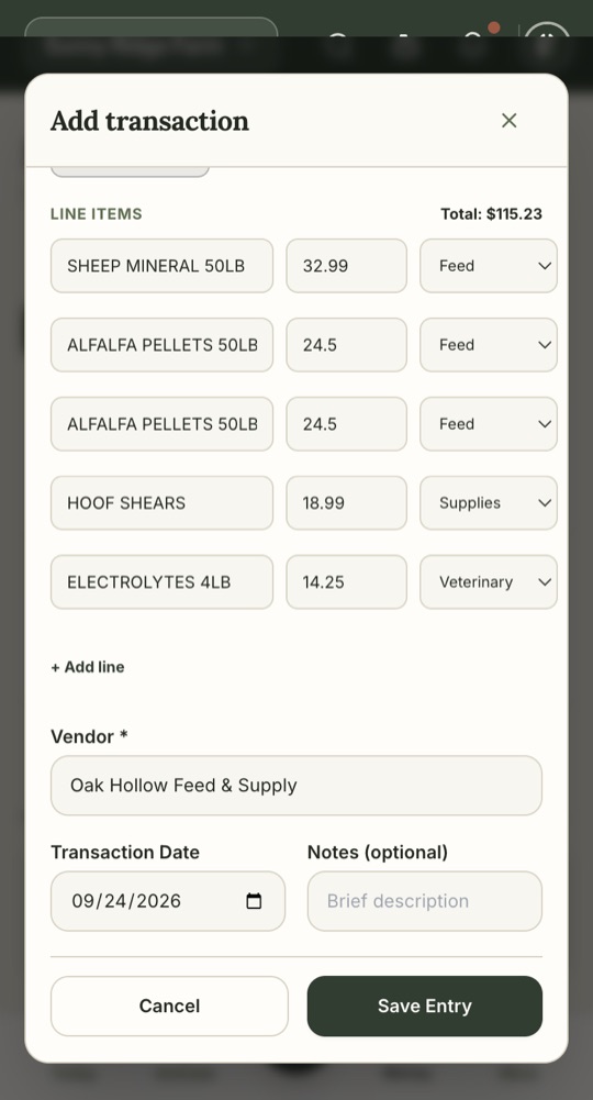 Scanned receipt