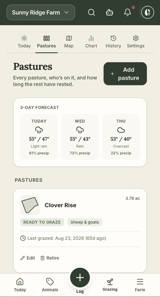 Pastures on a phone